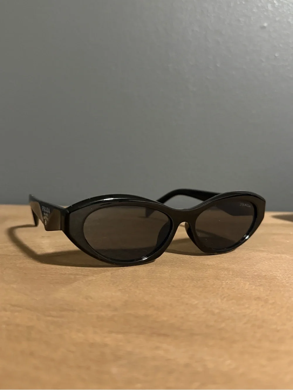 Prada Women’s Black Oval Sunglasses with Dark Lenses NO BOX - Picture 1 of 3
